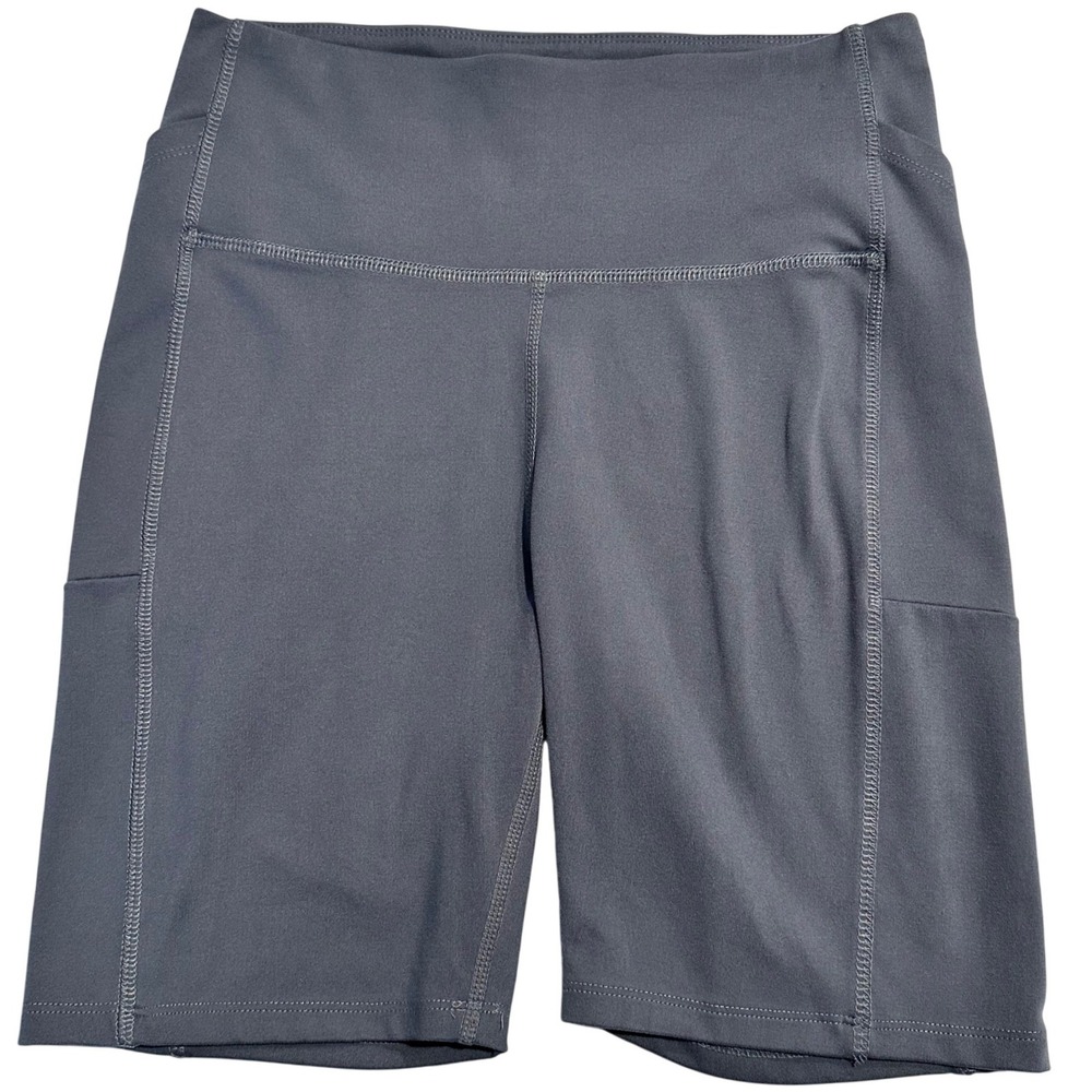 Freely Women's Medium High Rise Millie Bermuda Biker Shorts Gray Side Pockets